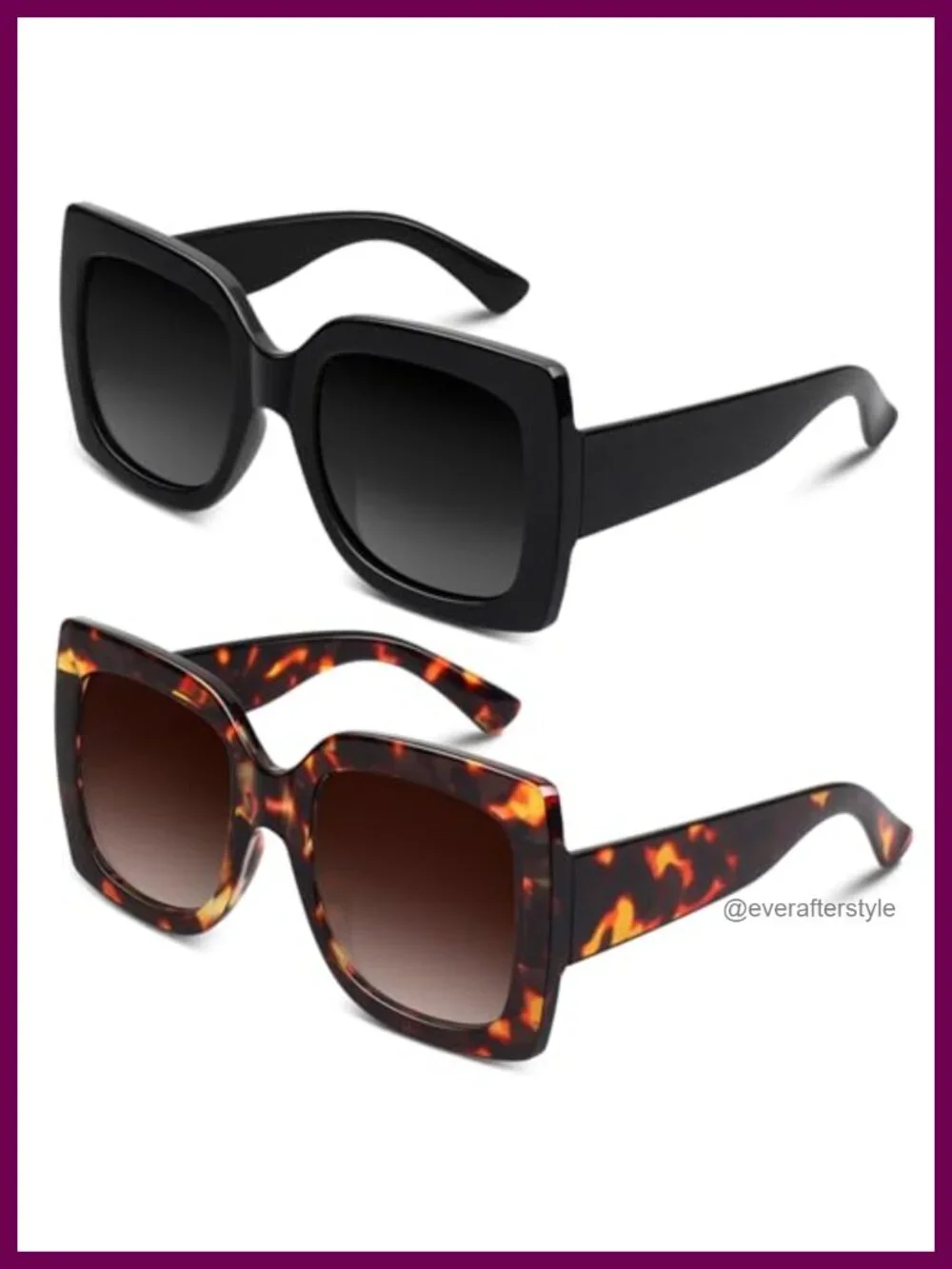 Oversized Square Frame Sunglasses Retro Trendy Shades UV400 Protection
